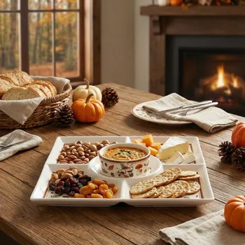 Dělená čtvercová mísa s motivem hub EASY LIFE 25 × 25 cm