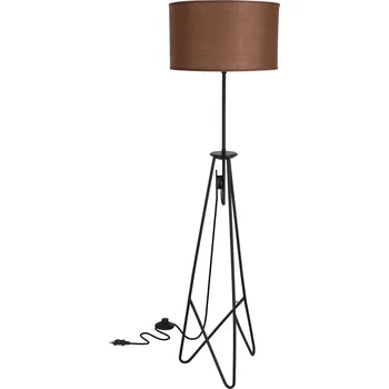 Stojací lampa Plovoucí stojací lampa černá 1x60W E27 stínítko hnědé
