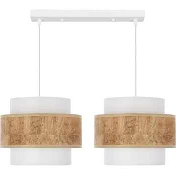 Korkové závěsné svítidlo bílé 2x40W E27 stínidlo bílé+béžové