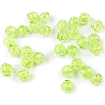 Korálek Plastové korálky kraklované Ø8 mm 30g Barva: zelená sv.