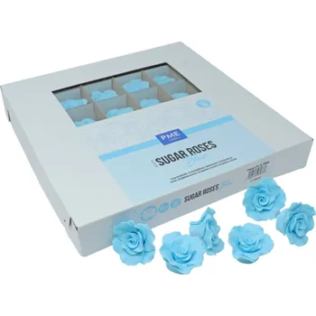 Jedlá dekorace na dort PME Cukrové ozdoby růže modré 4 cm, 36 ks