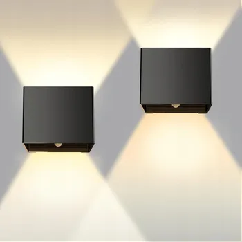 Venkovní osvětlení 2x LED fasádní svítidlo, zahradní nástěnné svítidlo s nastavitelným úhlem, IP65, černé