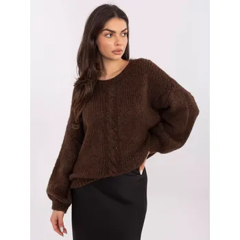 Dámský svetr Tmavě hnědý dámský oversize pletený svetr MI-SW-1610.18-dark brown Velikost: ONE SIZE