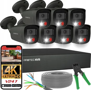 IP kamera Sada pro monitoring 7 kamer 4K IP PoE, venkovní, s grafitovými mikrofony