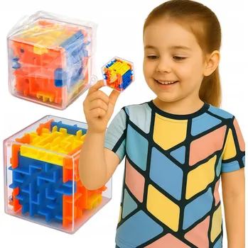 Hlavolam LOGICKÁ HRA mini KOSTKA DOVEDNOSTNÍ stimulující KULIČKOVÉ 3D bludiště CUBE