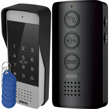 Domovní telefon Eura černý s kódovou klávesnicí a čtečkou bezkontaktních karet