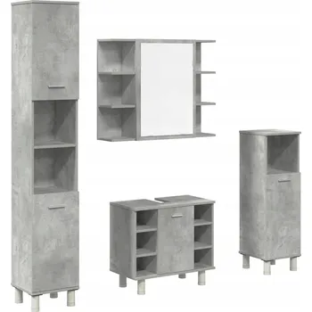 Koupelnový nábytek 4-dílná sada koupelnového nábytku, šedá barva betonu