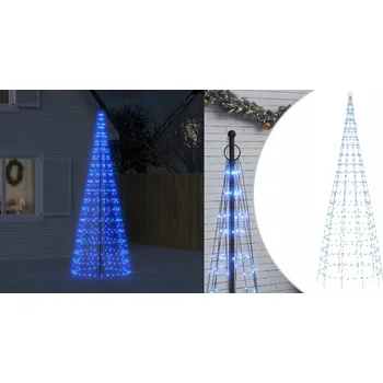 Vánoční dekorace 550 modrých LED, Vánoční stromek ze světýlek, 300 cm, na stožár