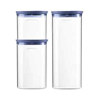 Dóza na potraviny Sada 3 kulatých dóz Tosca, transparetní/modré