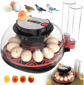 AUTOMATICKÝ INKUBÁTOR LÍHEŇ PRO 12 VAJEC 35W PRO KUŘATA + 2 LÁHVE NA VODU