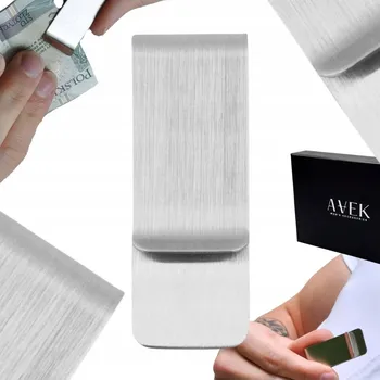 Peněženka SPONA KLIP NA BANKOVKY PENÍZE KARTY Z OCELI STŘÍBRNÁ PENĚŽENKA SVORKA