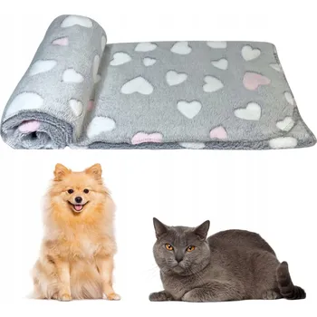 Obraz Měkká deka pro pro psa kočku do pelíšku DOTTY plyšová šedá srdíčka 80x60 cm