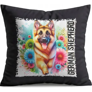 Polštář POLŠTÁŘ ČERNÝ DÁREK - PES PSI PEJSEK PLEMENO NĚMECKÝ OVČÁK