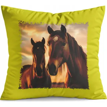 Polštář POLŠTÁŘ ŽLUTÝ DÁREK - KŮŇ KONĚ JÍZDA NA KONI HOBBY HORSE