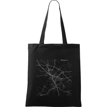 Černobílá mapa Znojmo - Taška bavlněná - 42 x 38 cm ( Černá )
