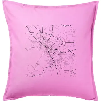 Polštář Černobílá mapa Znojmo - Polštář 50x50 - 50x50 - Pouze potah ( Růžová )