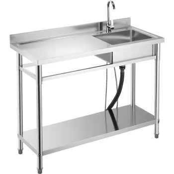 Nerezový dřez Vevor Nerezový stojící dřez s jednou vanou, baterie, levý 1200×500×940mm