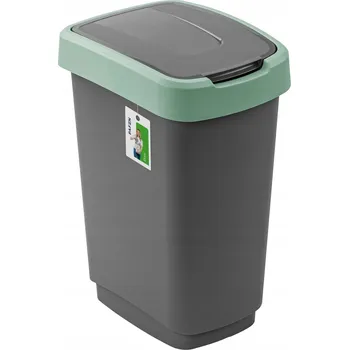 Odpadkový koš Odpadkový koš pro třídění Klip Šedý 25 l se zeleným víkem
