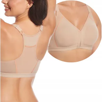 Podprsenka Pohodlná Měkká Sportovní Podprsenka Zapínání Vpředu Bez Kostic Béžová 80C