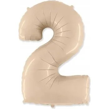 Balónek Fóliový balónek Číslice 2, krémová barva, FX, 85 cm