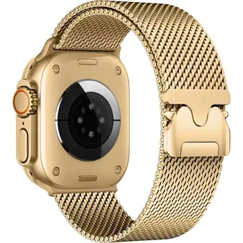 Příslušenství k chytrým hodinkám Ocelový milánský tah se sponou pro Apple Watch 42/44/45/46/49mm Barva: Zlatá