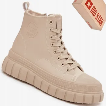 Dámské tenisky Dámské zateplené tenisky na platformě z eko kůže BIG STAR SS274535 béžové 39