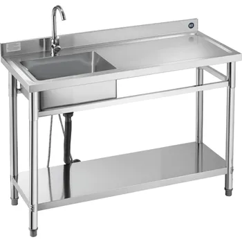 Nerezový dřez Vevor Nerezový volně stojící dřez 1-komorový, baterie, pravý 1200×500×940 mm