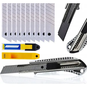 Pracovní nůž SADA NŮŽEK NŮŽ + VYMĚNITELNÉ NÁHRADNÍ ČEPELE NA TAPETY ODLAMOVACÍ 10 KS 18MM NŮŽ