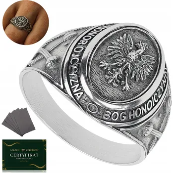 Prsten Pánský pečetní prsten stříbrný s orlicí STŘÍBRO O RYZOSTI 925 BŮH ČEST VLAST velikost 28