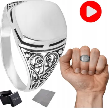 Prsten Pánský stříbrný pečetní prsten ryzost 925 Prolamovaný leštěný prsten + GRAVÍROVÁNÍ | vel. 25