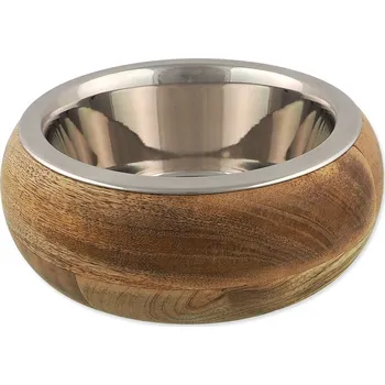 Miska pro psa Miska Dog Fantasy nerez v dřevě, zaoblená 840 ml