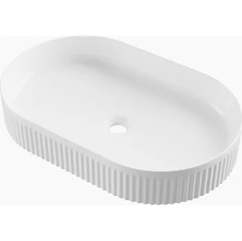 Umyvadlo Gamma Frezja, oválné umyvadlo na desku 595x380x100 mm, bílá lesklá, GMA-UC-FREZJAOW