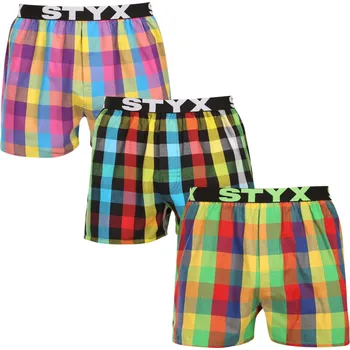 Trenýrky 3PACK pánské trenky Styx sportovní guma vícebarevné (3B010406) XL Možnost vrácení zboží ZDARMA do 120 dnů!
