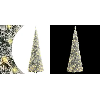 Vánoční stromek 210 cm, Umělý vánoční stromek typu pop-up, 200 LED, zasněžený