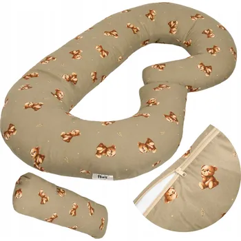 Kojící polštář Flumi Těhotenský polštář typ C, béžový s medvídky