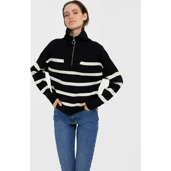 Dámský svetr Vero Moda Dámské Krémovo-černý pruhovaný svetr VERO MODA Saba Černá S (2626298)