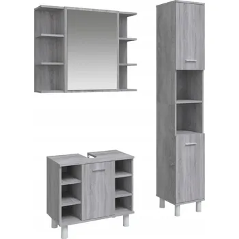 Koupelnový nábytek 3dílná sada koupelnových skříněk, šedý dub sonoma