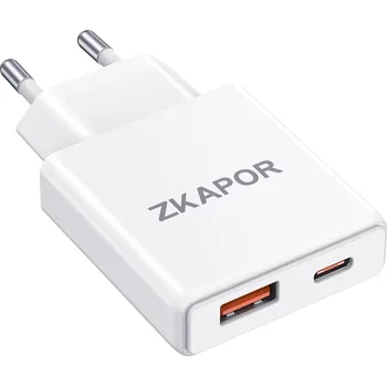 ZKAPOR USB C Nabíječka 20W 2-Port Rychlé Nabíjení pro Telefony a Tablety