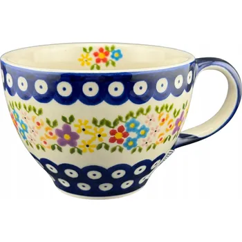 Šálek velký, hrnek 380 ml Květy kvítku 227 Ceramika Bolesławiec