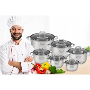 Sada nádobí Sada hrnců nerezová ocel Masterpan , 12 kusů.