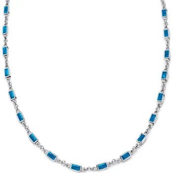 Náhrdelník Prism | Náhrdelník stříbrné barvy s modrými kamínky z křišťálového skla - Arkai