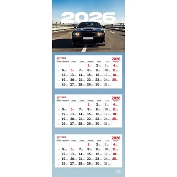 Kalendář Nástěnný Kalendář 2026 Trojdílný Vzory Auto Papoušci 3D Hlava