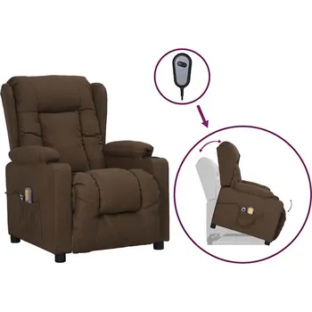 Masážní křeslo Zvedací masážní křeslo hnědé textil Hnědá3093437