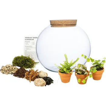 Terárium Gardners Skleněná váza boule s korkovým špuntem Osázej SI Sám vlhkomilně, L