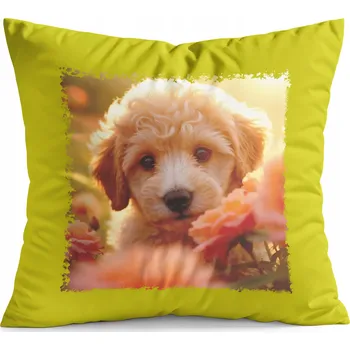 Polštář POLŠTÁŘ ŽLUTÝ DÁREK - ZVÍŘATA PES PEJSEK SLADKÝ