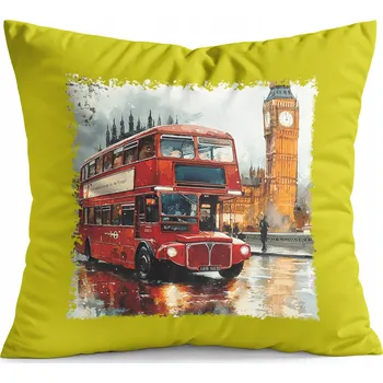 Polštář POLŠTÁŘ ŽLUTÝ DÁREK – ANGLIE BIG BEN VELKÁ BRITÁNIE