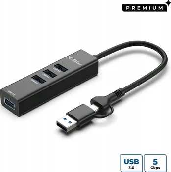 USB hub Hub MicroConnect USB 3.0 4-Port s USB-C a A, 5Gbps, 0,15 m, USBHUB4-2IN1