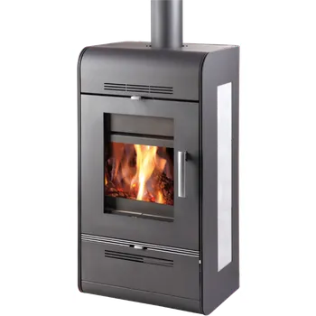 Krbová kamna ANDRUS s výměníkem, antracit/šedá dlažba, madlo ALU