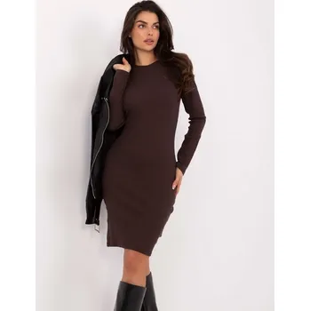 Dámské oblečení Dámské ŠATY BAVLNA s proužkem, DLOUHÝ rukáv, hnědé F131 L