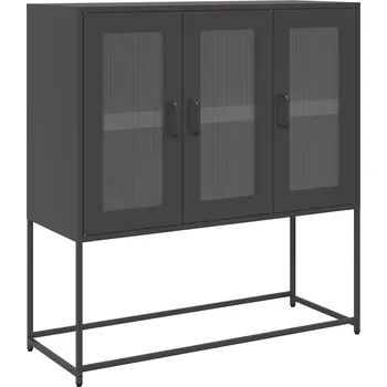 Příborník do zásuvky Černý ocelový kredenc 100,5 x 39 x 107 cm s kovovými nožičkami